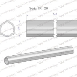 Rura wewnętrzna Seria 2R, rura zewnętrzna Seria 1R do wału 460 przegubowo-teleskopowego 36x3.2 mm 340 mm WARYŃSKI