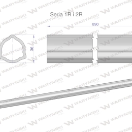 Rura wewnętrzna Seria 2R, rura zewnętrzna Seria 1R do wału 1010 przegubowo-teleskopowego 36x3.2 mm 890 mm WARYŃSKI