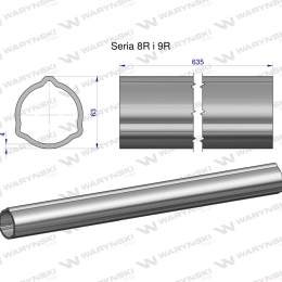 Rura zewnętrzna Seria 8R i 9R do wału 760 przegubowo-teleskopowego 63x4 mm 635 mm WARYŃSKI