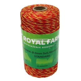 Plecionka, do elektryzatora 2mm, 3x0,16mm SS żółto-pomarańczowa 200m, Royal Farm