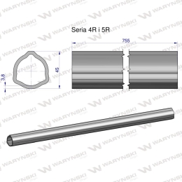 Rura wewnętrzna Seria 4R i 5R do wału 910 przegubowo-teleskopowego 45x3.8 mm 755 mm WARYŃSKI