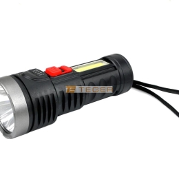 Latarka uniwersalna obudowa z ABS diody LED XPE COB 250 lm z funkcją warsztatową ładowana USB Teger