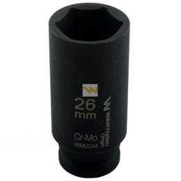 Nasadka udarowa sześciokątna długa 1/2". 26 mm. CrMo. DIN 3129. Waryński